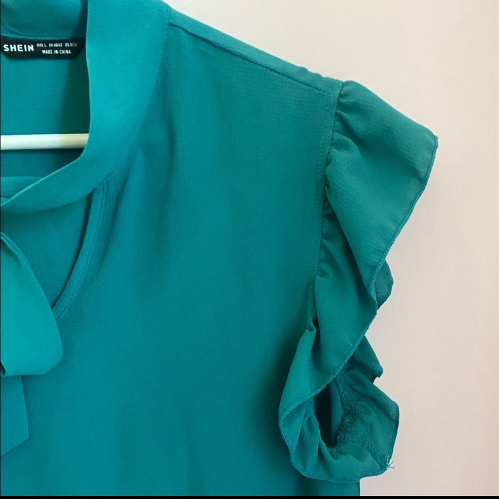 Teal Ruffle Blouse - Picture 6 of 6